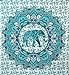 Turquoise Green Elephant Tapestry Wall hanging Elephant Tapestries Hippie Tapestry Mandala Tapestries Wall Tapestries Bohemian Tapestries in Teal Aqua Indian Tapestry Wall Hanging by Jaipur Handloom