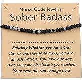 PLITI Sobriety Bracelet - Addiction Recovery Milestone Gift - Morse Code Design - AA Inspired - Sober Badass