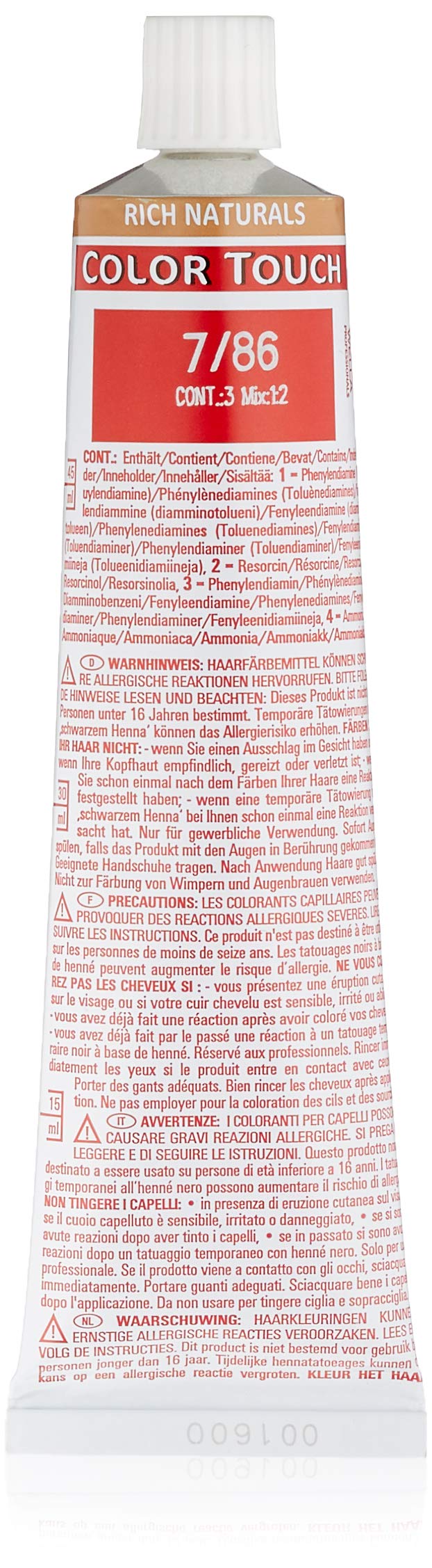 Wella Colour Touch Demi-Permanent Hair Colour, No. 7/86 Medium Blonde Pearl-Violet, 0.13601 kg