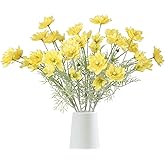IPOPU 6PCS Cosmos Flowers Silk Flowers 24" Yellow Cosmos Artificial Clematis Flower Artificial Wild Flowers Long Stem for Wedding Party Home Decoration(Yellow)