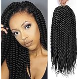 Havana Twist Crochet Hair 6 Packs 14 inch Crochet Braids Senegalese Twist crochet Hair Jumbo Havana Twist Crochet Braids(1B)