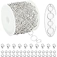 KYUNHOO 5M Silver Plated Brass Chains for Jewelry Making Embossed Circle Link Chain Roll with Lobster Clasps and Lobster Clasps DIY Jewelry Craft Supply Jewelry Findings