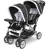 Baby Trend Double Infant and Toddler Stroller w/ Harness and Basket, Sit N' Stand, Stormy