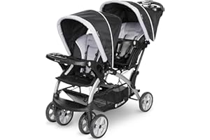 Baby Trend Double Infant and Toddler Stroller w/ Harness and Basket, Sit N' Stand, Stormy