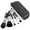 Brush Master Travel Makeup Brushes Set w/Pouch, 5PCS Double Ended Portable Mini Cosmetic Brushes Kit for Foundation, Eyeshadow, Lip, Blush Make Up Brushes Professional(Black)