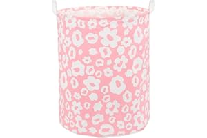 QIANBIRD Foldable Baby Laundry Basket Hamper for Nursery Girl kids Clothes laundry hamper basket Portable Tall Collapsible Cute Laundry Basket Organizer, Nursery Storage Basket with Handles (Pink Flowers)