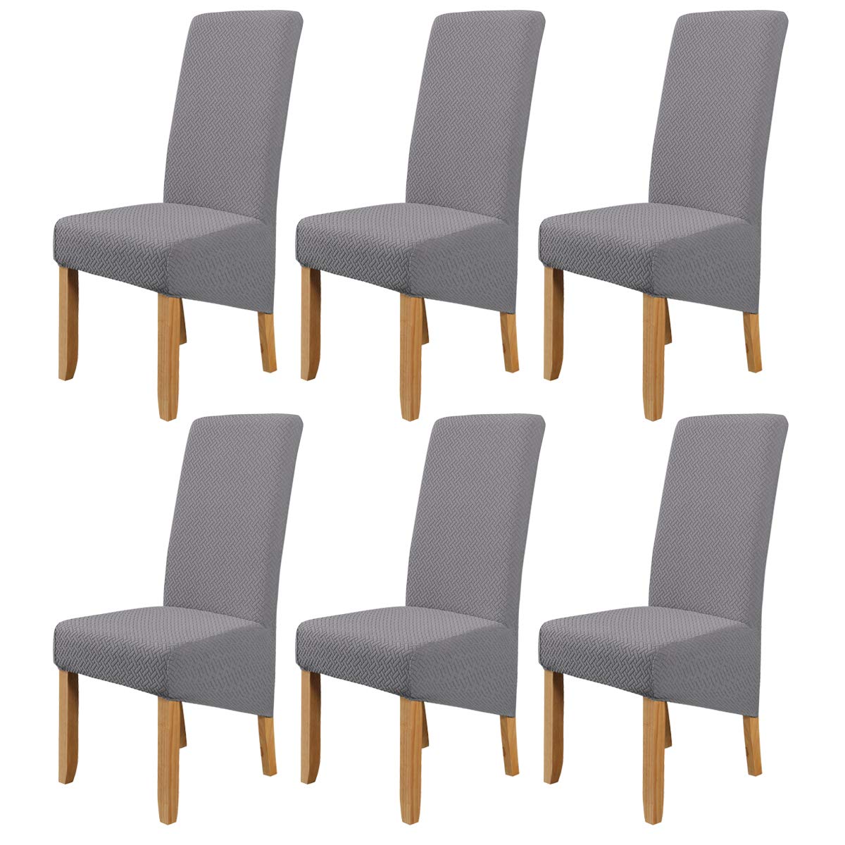 Topchances Chair Covers, Stretch Dining Chair Covers Modern Detachable High Back Chair Protective Washable Cover Slipcover for Banquet Kitchen Wedding Party Dining Room Decoration (Silver Gray, 6PCS)