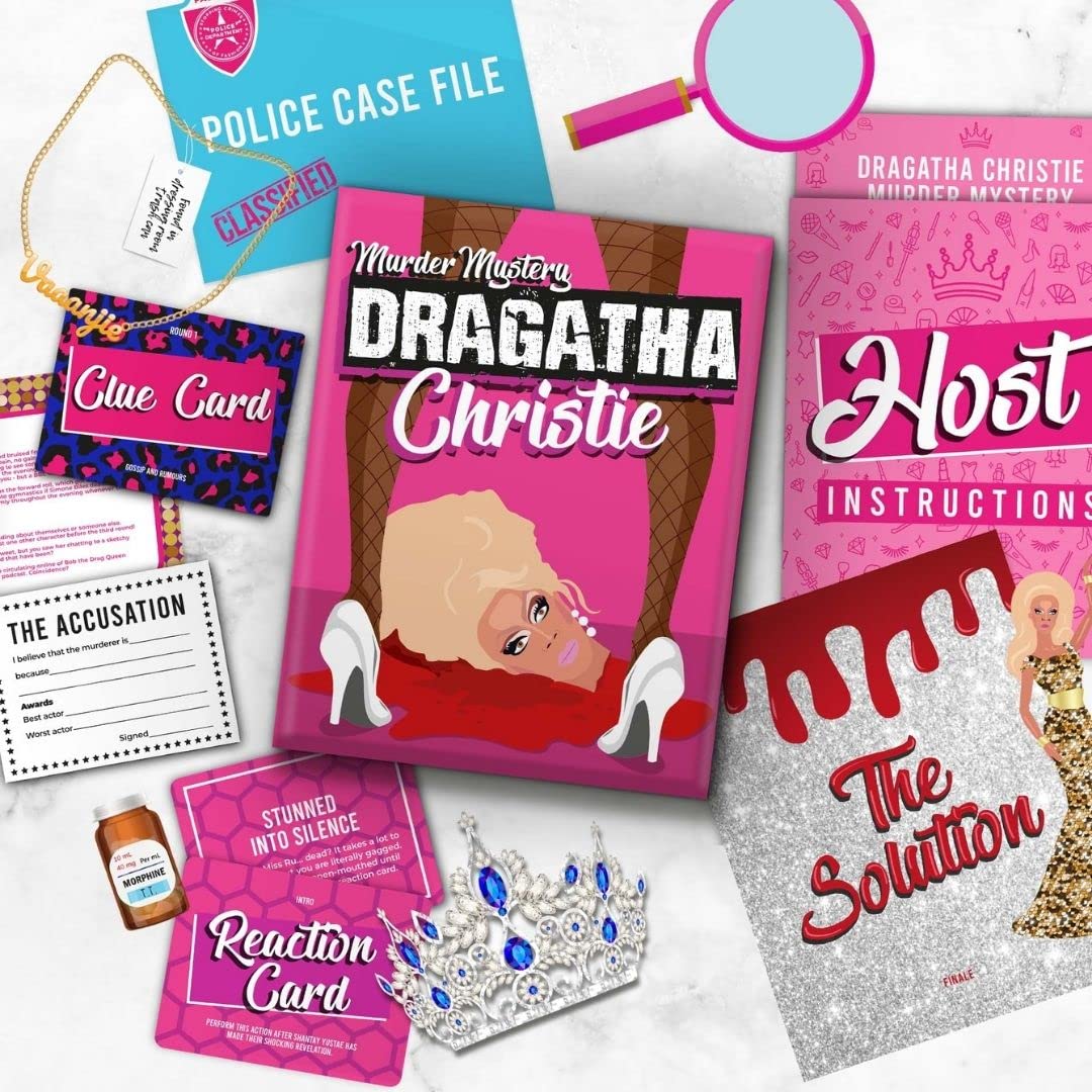 Gift Republic Dragatha Christie Murder Mystery! Can You Solve this Case? 4-12 Player Murder Mystery Board Game for Family/Friends/Party Game, GR670061, Blue