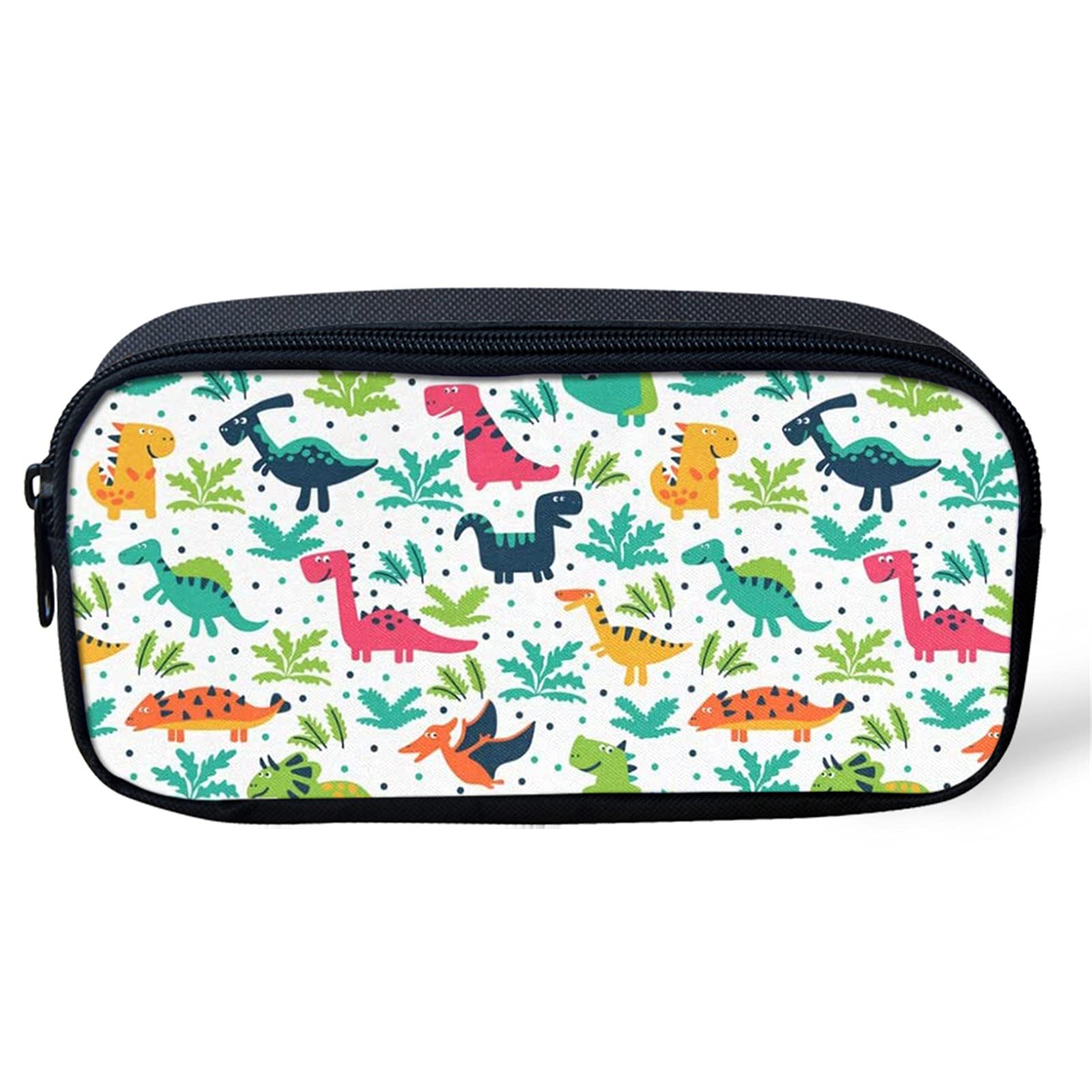 Poceacles Cartoon Dino Print Pencil Case, Studnets Boys Girs Portable Zip Pen Bag, Large Capacity Pen Pouch Coin Purse School Supplies Stationery