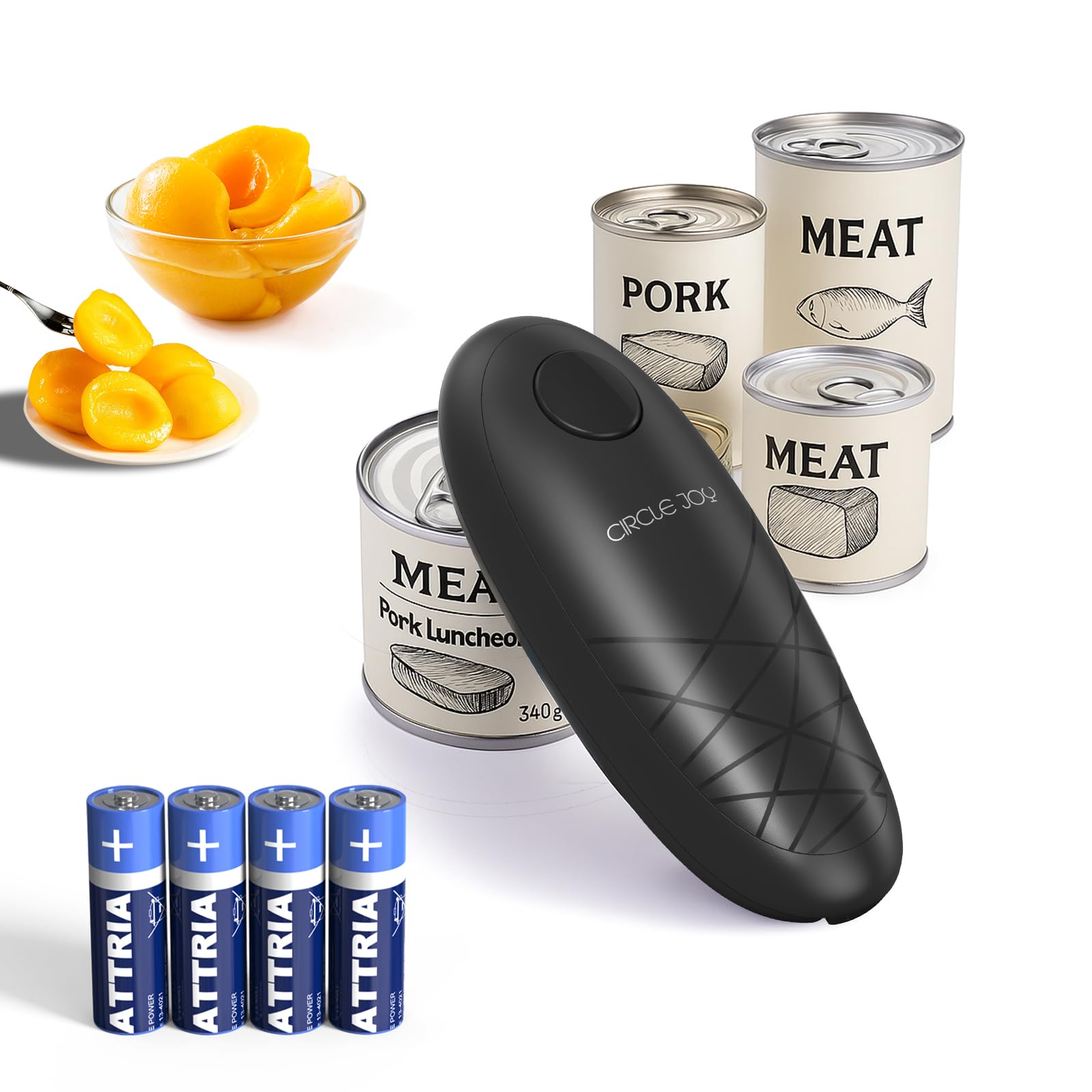 Photo 1 of CIRCLE JOY Electric Can Opener, One-Touch Automatic Can Opening with Smooth Edges, Food Safety Handheld Battery-Operated Can Opener for Kitchen and Seniors, Black