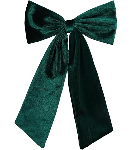 Amazon.com : Christmas Dark Green Velvet Ribbon Bow Hair Clip Big