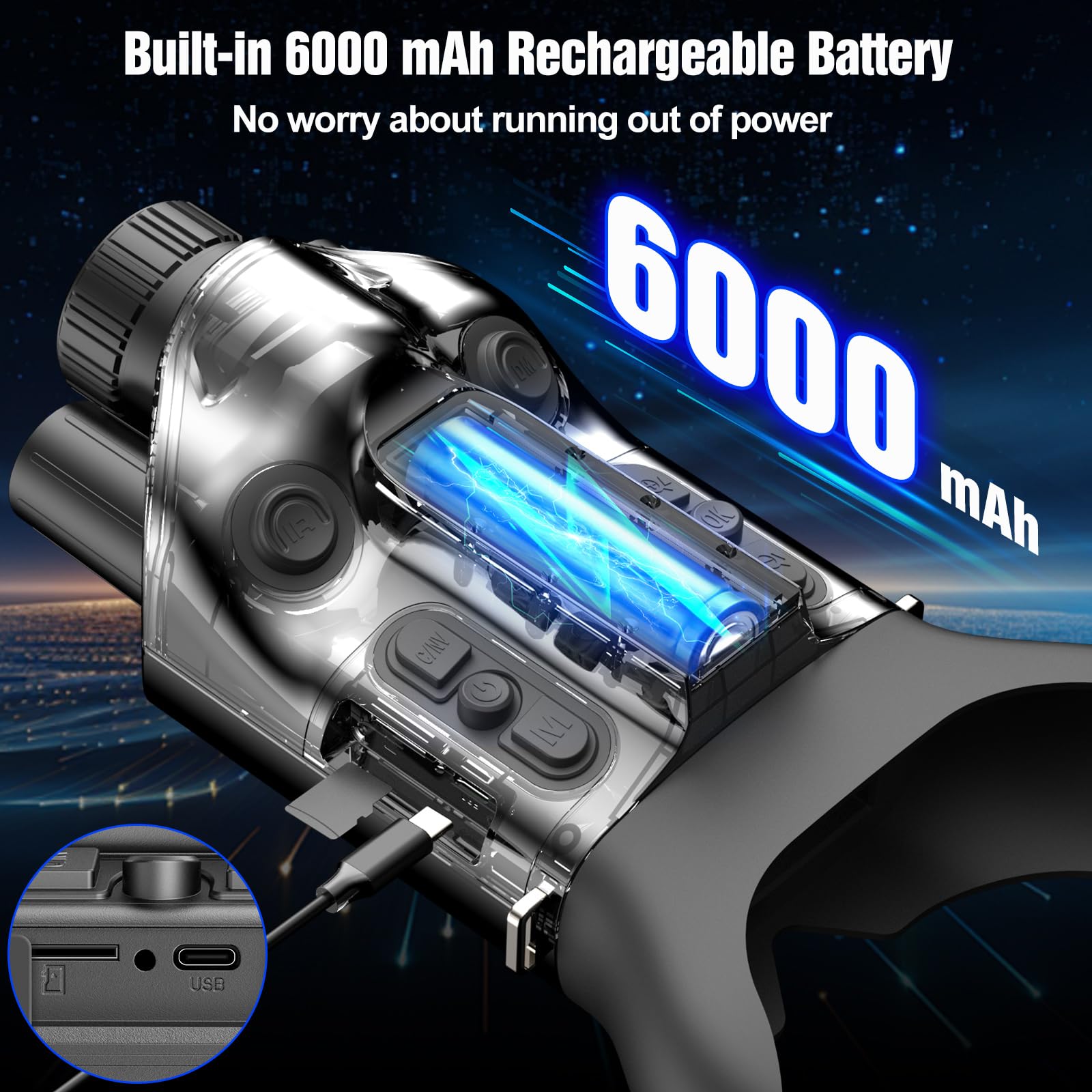 4K Nachtsichtgerät mit Entfernungsmesser 6000mAh Ricaricable,Dowesyeen Digital Fernglas mit Nachtsicht, Infrared-Beleuchtung für Jagd,Beobachtung,Wildtierbeobachtung