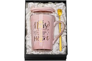 ALBISS Nurse Gifts for Women, Funny Nurse Mug with Gold Print, Nurse Week Retirement Graduation Appreciation Present for School Student RN Nurses Practitioner, 14oz Pink Marbled Ceramic Cup, Nice Gift Boxed