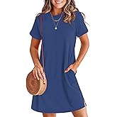 ANRABESS Women's Summer Casual T Shirt Dresses Short Sleeve Crewneck Striped Mini Shift Dress 2026 Beach Vacation Outfits