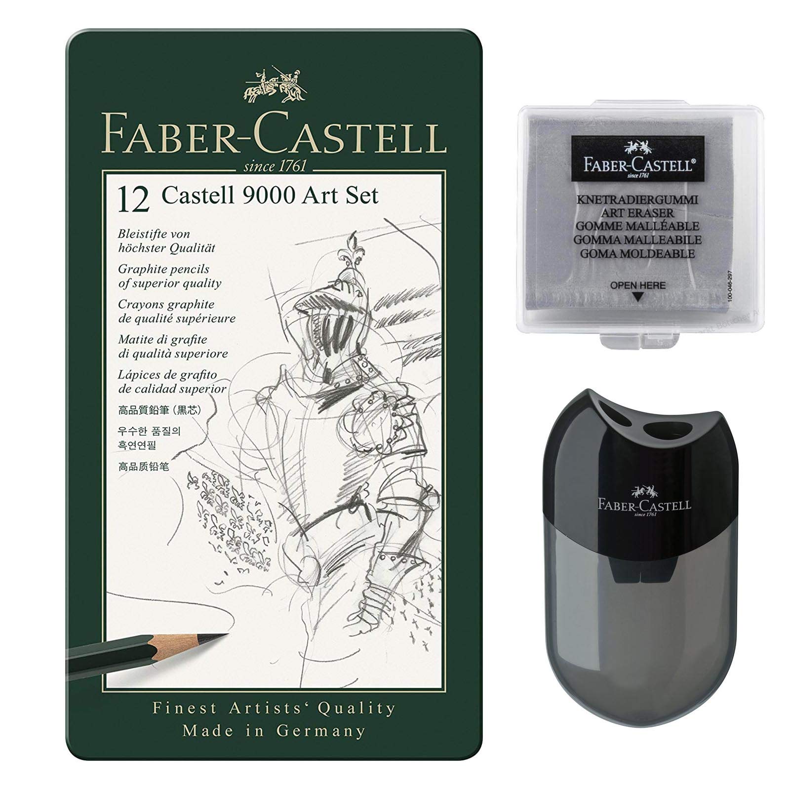Faber-Castell 119065 – Pencil Castell 9000, Set of 12 Art Set, Contents 8B – 2H