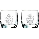 Star Wars Glass Set - Millennium Falcon - Collectible Gift Set of 2 Cocktail Glasses - 10 oz Capacity - Classic Design - Heavy Base