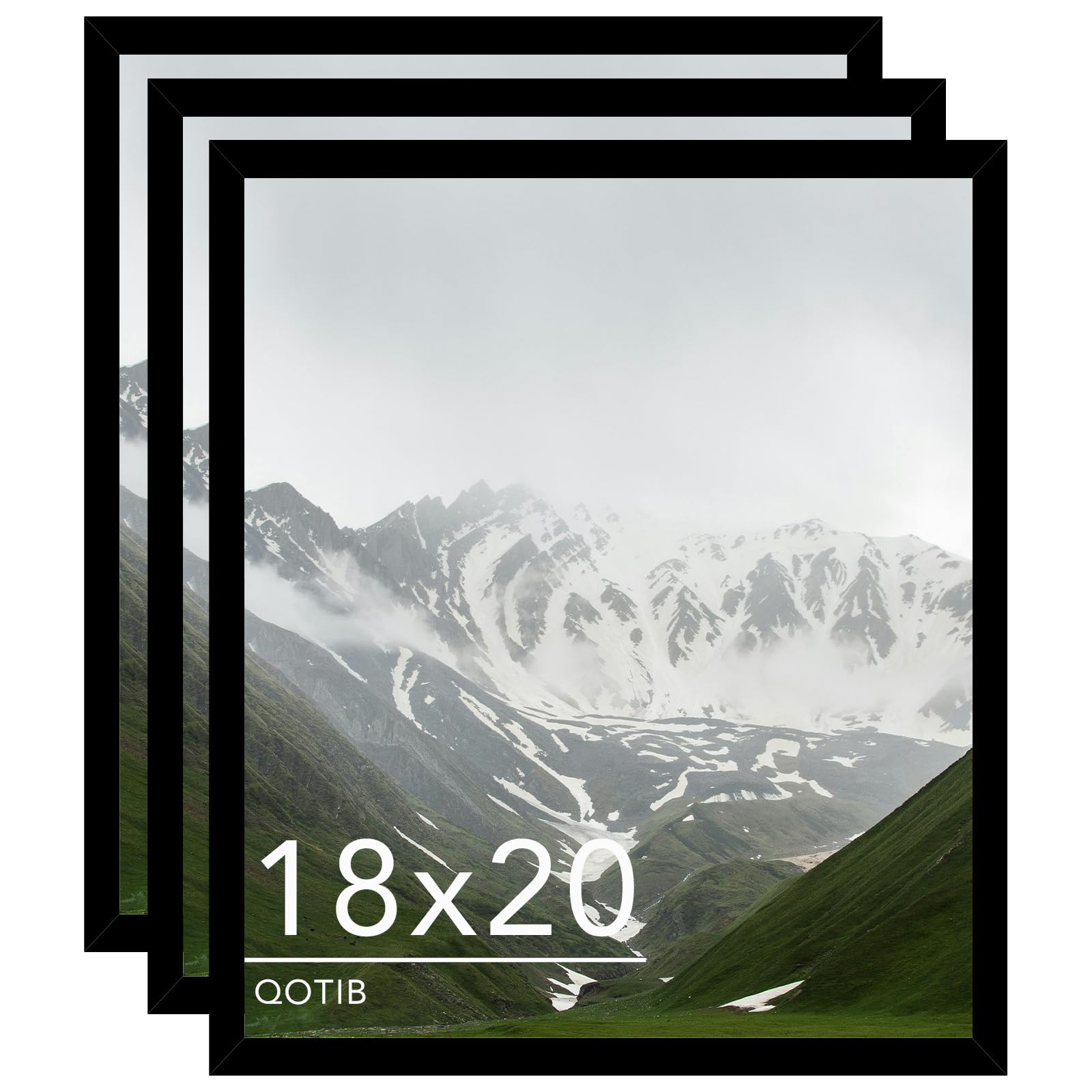 Photo 1 of ***2 NEW and 1 USED***QOTIB 18x20 Picture Frame Black for Wall Mounting Set of 3, Horizontal and Vertical Formats for Wall Hanging, Wood 18x20 Frame, Black, 3 Pack