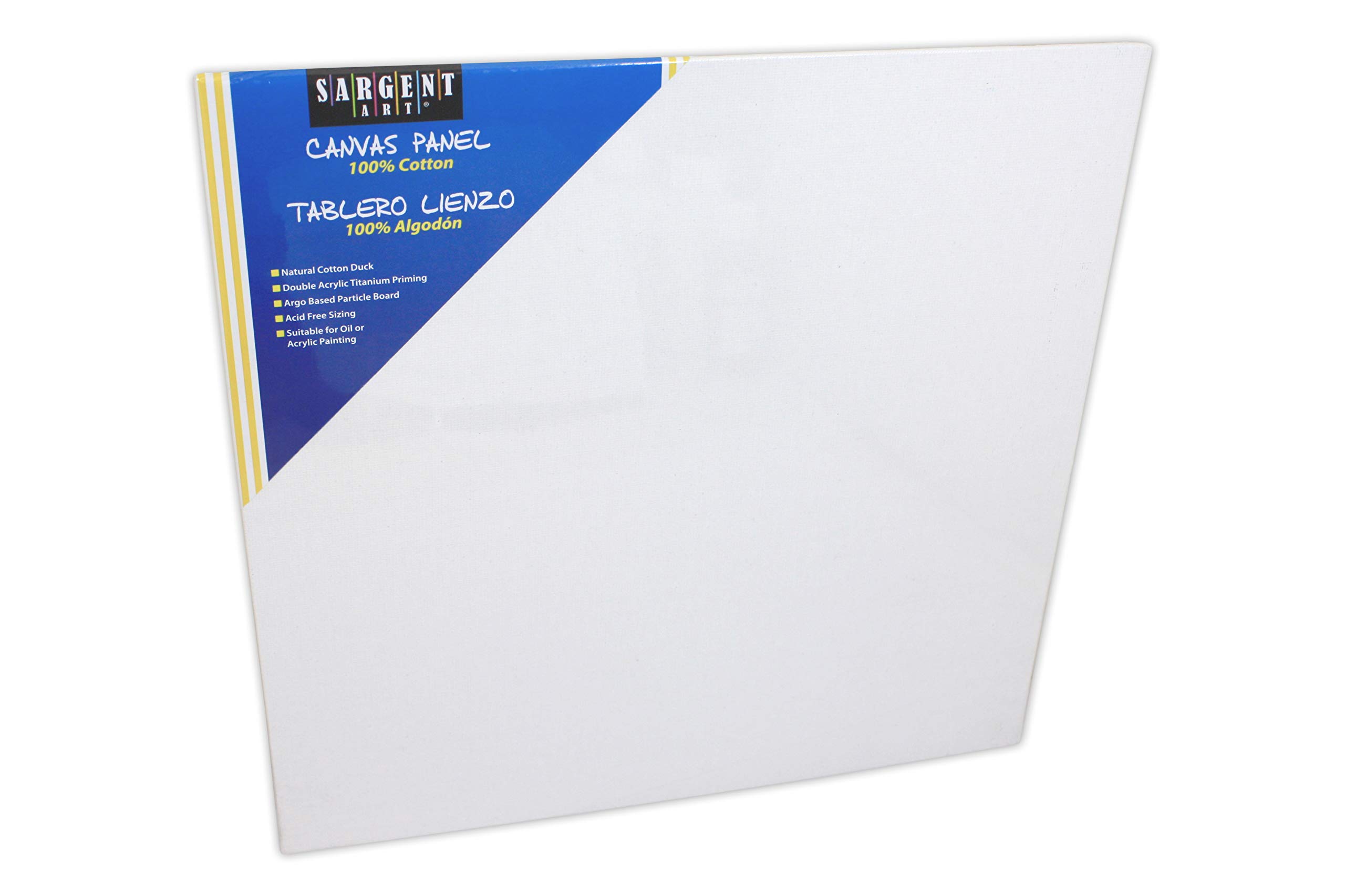 Sargent Art 90-3009 18x18-Inch Canvas Panel, 100% Cotton , White