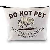 GJTIM Bison Buffalo Gift Do Not Pet the Fluffy Cows Zipper Pouch South Dakota Gift Midwest Badlands National Park Gift Makeup Bag (SOUTH DAKOTA Bag)
