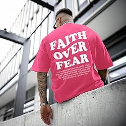 Kelxjia Christian Shirts for Men Faith Over Fear