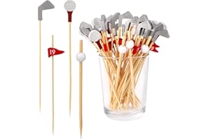 BOXOB 200pcs Golf Cocktail Picks, 4 Style Golf Theme Flag Tee Toothpicks Drink Stirrers Cake Decorative Cocktail Appetizer Pi