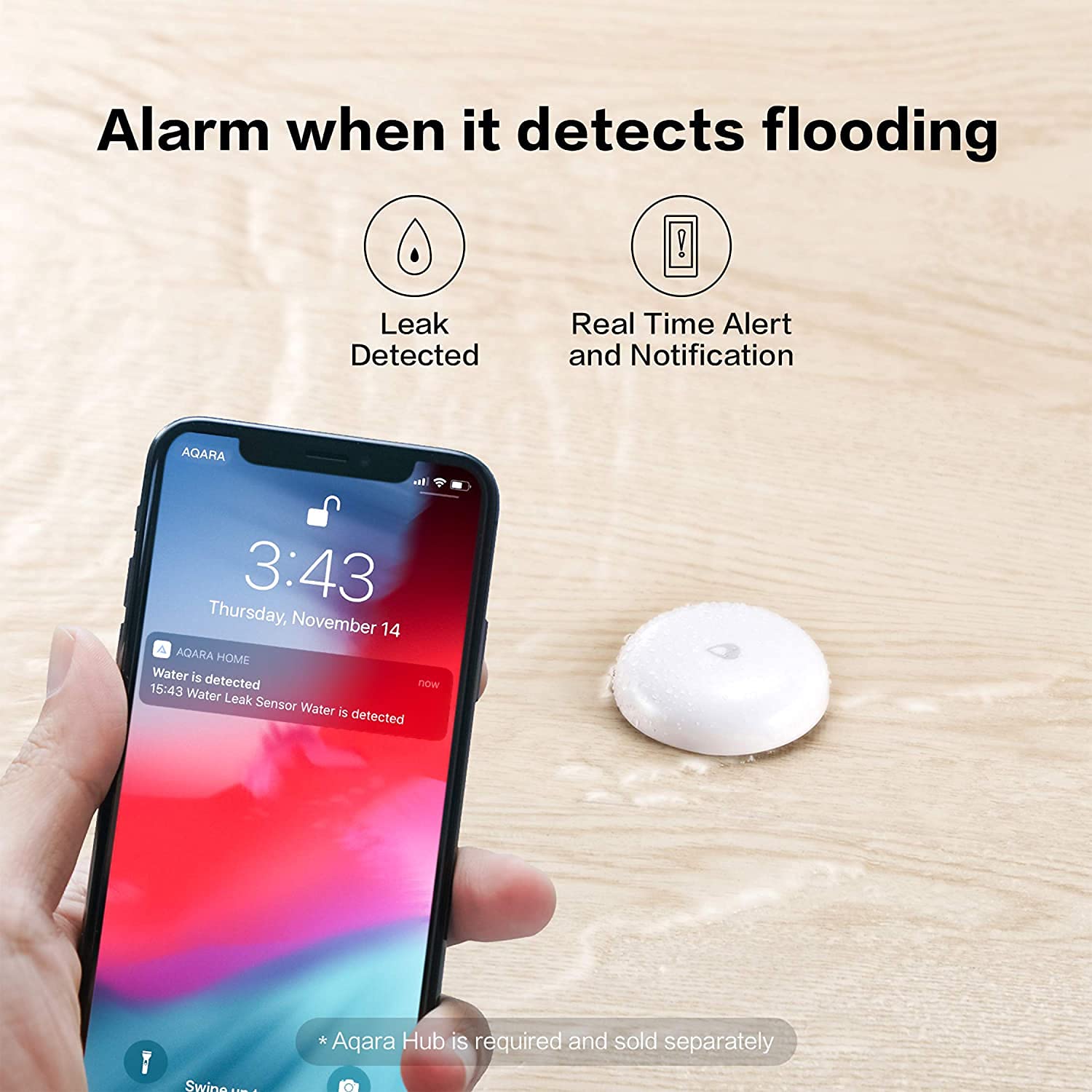 Aqara Water Leak Sensor, Zigbee Wireless Water Leak Detector for Alarm System and Smart Home Automation, Requires AQARA HUB, App Notifications, for Kitchen, Bathroom, Basement, Works with IFTTT - View 7