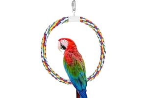 Bird Swing Perch, Colorful Parrot Cotton Rope Ring Toy Parrot Climbing Chewing Ring Toy for Budgie Parakeet Cockatiel Conure 