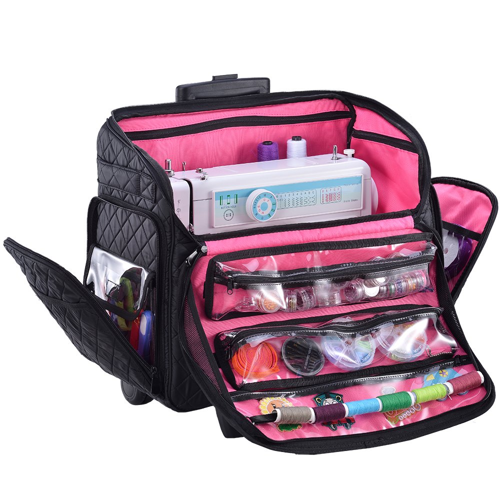 large sewing machine case on wheels