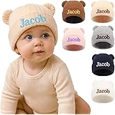 lanleay Custom Toddler Baby Beanies Personalized Baby Knit Hat with Name Infant Beanies Winter Hats for Newborn Kids Adults