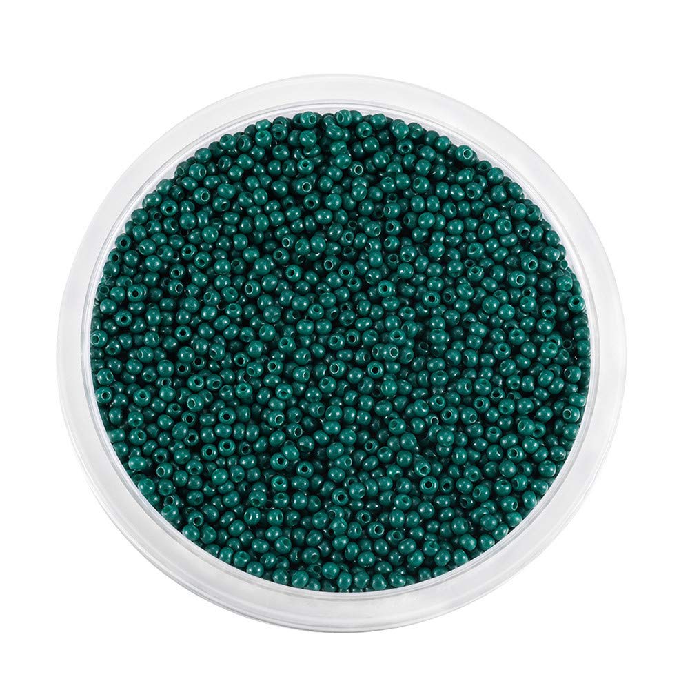 Around 9000pcs Opaque Glass Seed Beads Round Pony Bead Mini Spacer Beads 2mm for Jewellery Making Hair Accessories Beadwork Craft (Teal)