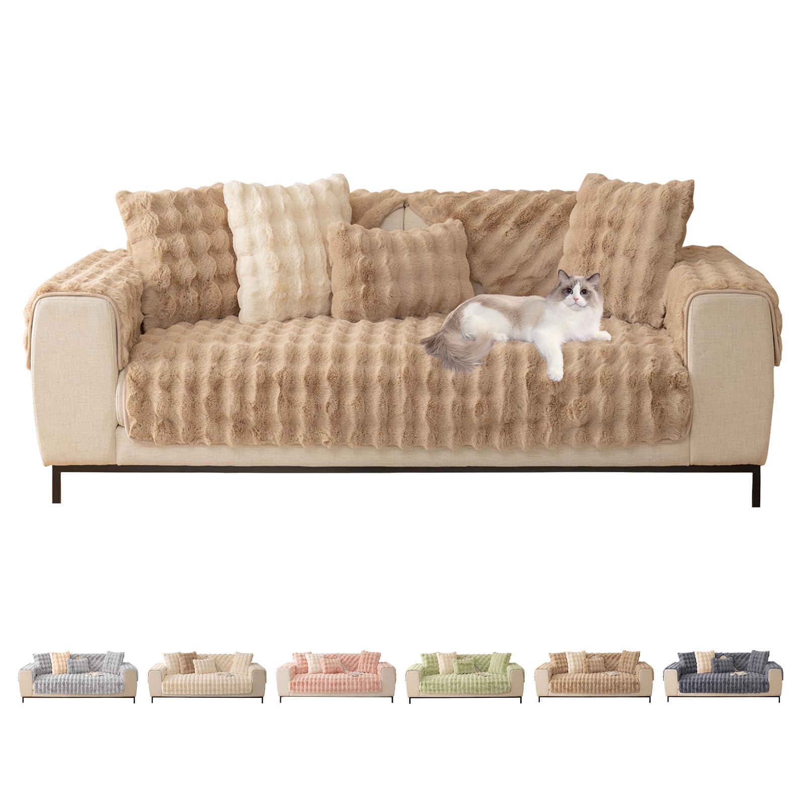 ShowyLive Sofa Covers 1 2 3 4 Seater Couch Covers,Thick Corner Sofa Slipcover L Shape Chaise Longue Furniture Protection for Living Room- Super Soft Armrest/Backrest Covers(Light Coffee,35 * 35 in) — image 1