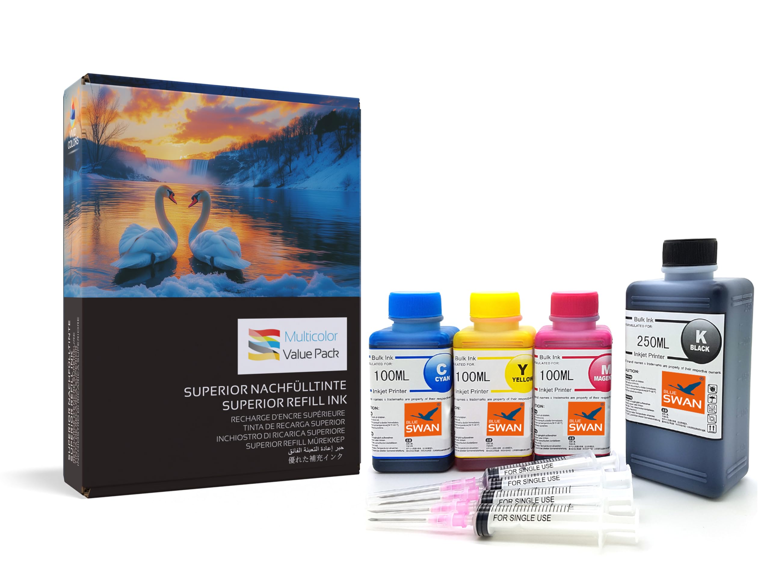 BLUE SWAN 550ml Refill Ink Kit compatible with Canon PG 545 CL 546 PG-545XL CL-546XL Ink Cartridge suitable for Canon Pixma TR4550 MX495 TS3150 MX490 MG3050 TS3350 MG2950 MG2550S TR4500