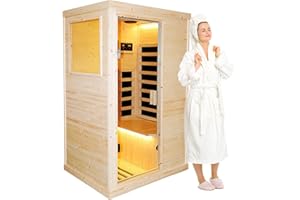 OUTEXER Far Infrared Wooden Sauna Room Home Saunas Spa Dry Saunas Single Person Spa Finland Spruce Wood fit for 7ft Person