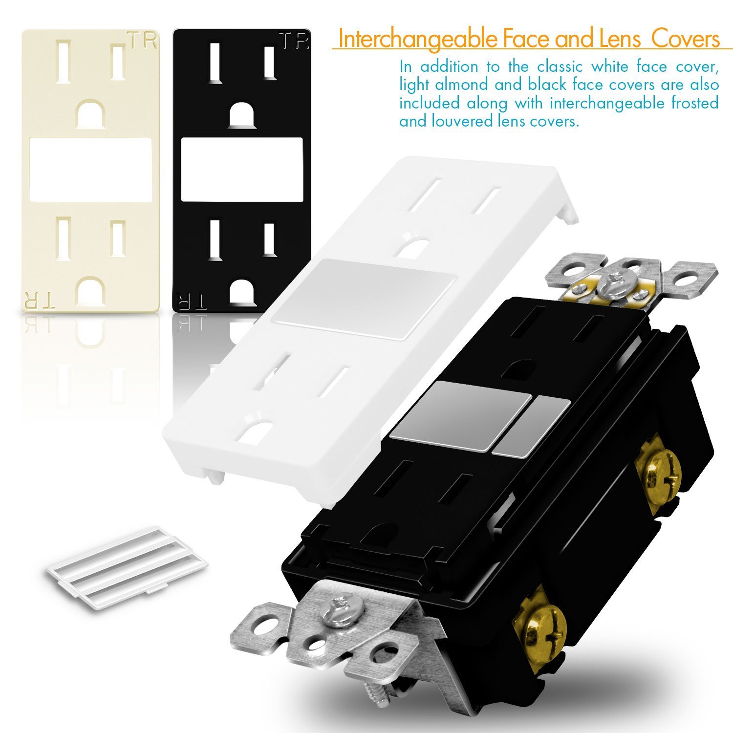 4 Pack TOPGREENER LED Guide Light Receptacle 125VAC/15A TamperResistant Receptacle TG215TRGL