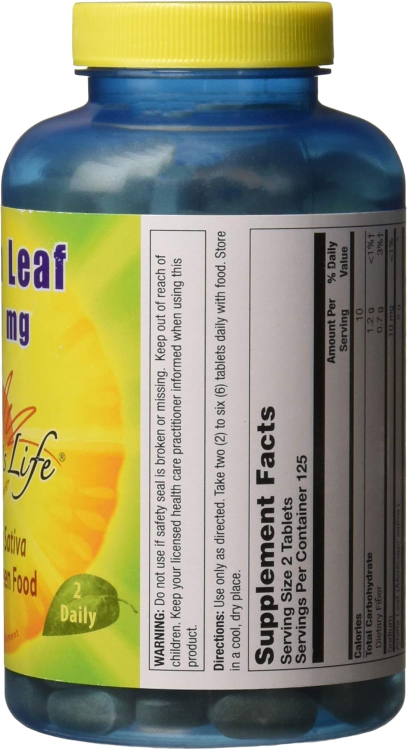 Nature's Life Alfalfa Leaf Tablets, 1000Mg, 250 Count: Health & Personal Care