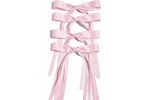 Ayesha Pink Hair Bows Clips Pink Coquette Bow Hair Ribbon Bowknot with Long Tail Pink Bows Barrettes Hair Accessories for Women Girls 4PCS