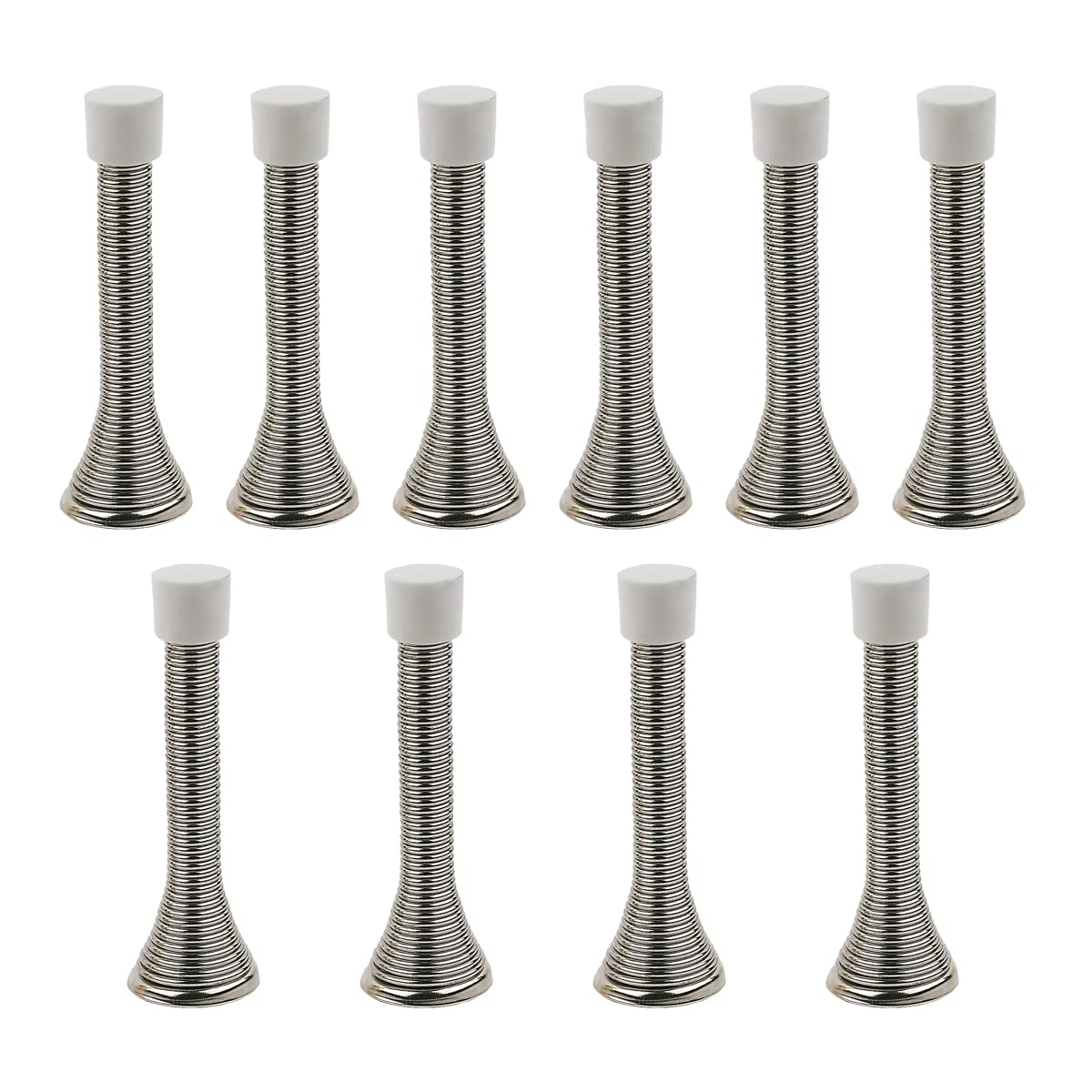10 PCS - Spring Projection Door Stop in Chrome for Preventing Wall/Door Damage (Pack of 10) - Hardware Solutions