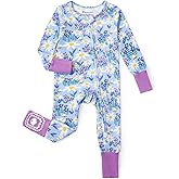 PATPAT Organic Cotton Baby Footie Pajamas with Two-Way Zipper & Fold-Over Mittens, Soft Stretchy Romper for Newborn Boy Girl
