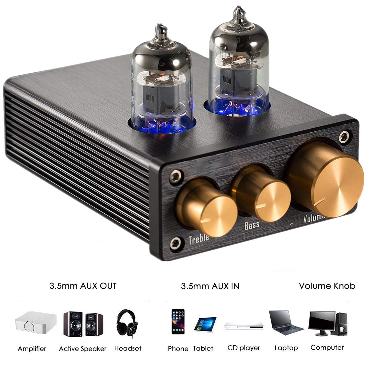 Preamplificatore Valvolare HiFi SA-1000 – 4 Ingressi E 2 Uscite Con Tubi 6H3N