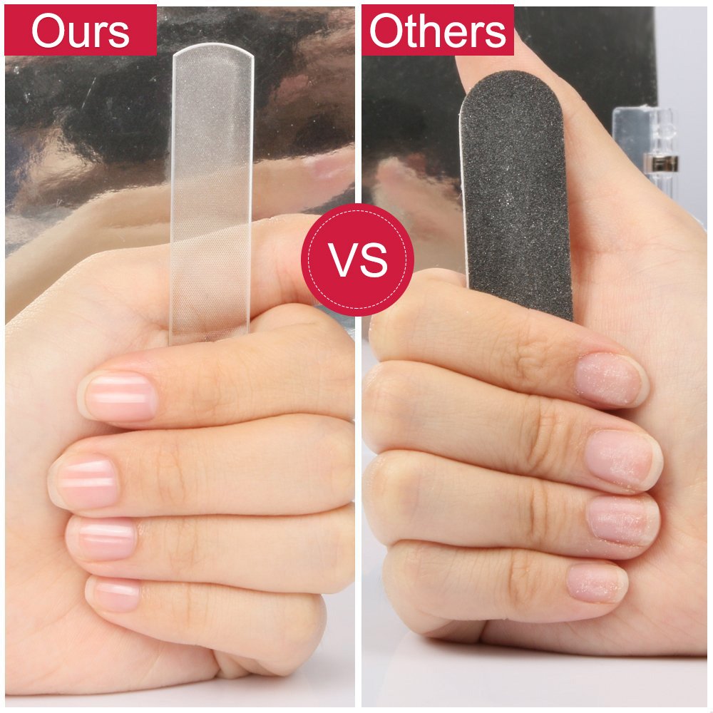 Professional Nano Cristal Limes à ongles, Aroc Manucure Pédicure Soin des ongles poli fichier ongles des ongles pour ongles naturels et acrylique avec étui de rangement (Poignée sans miroir) (1pc)