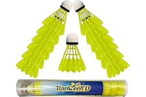 TIanWenYD Badminton Shuttlecocks 12 Packs - Nylon Feather Birdies with Great Stability and Durability for Indoor Outdoor Sports - High Speed Training Shuttlecocks & Balls