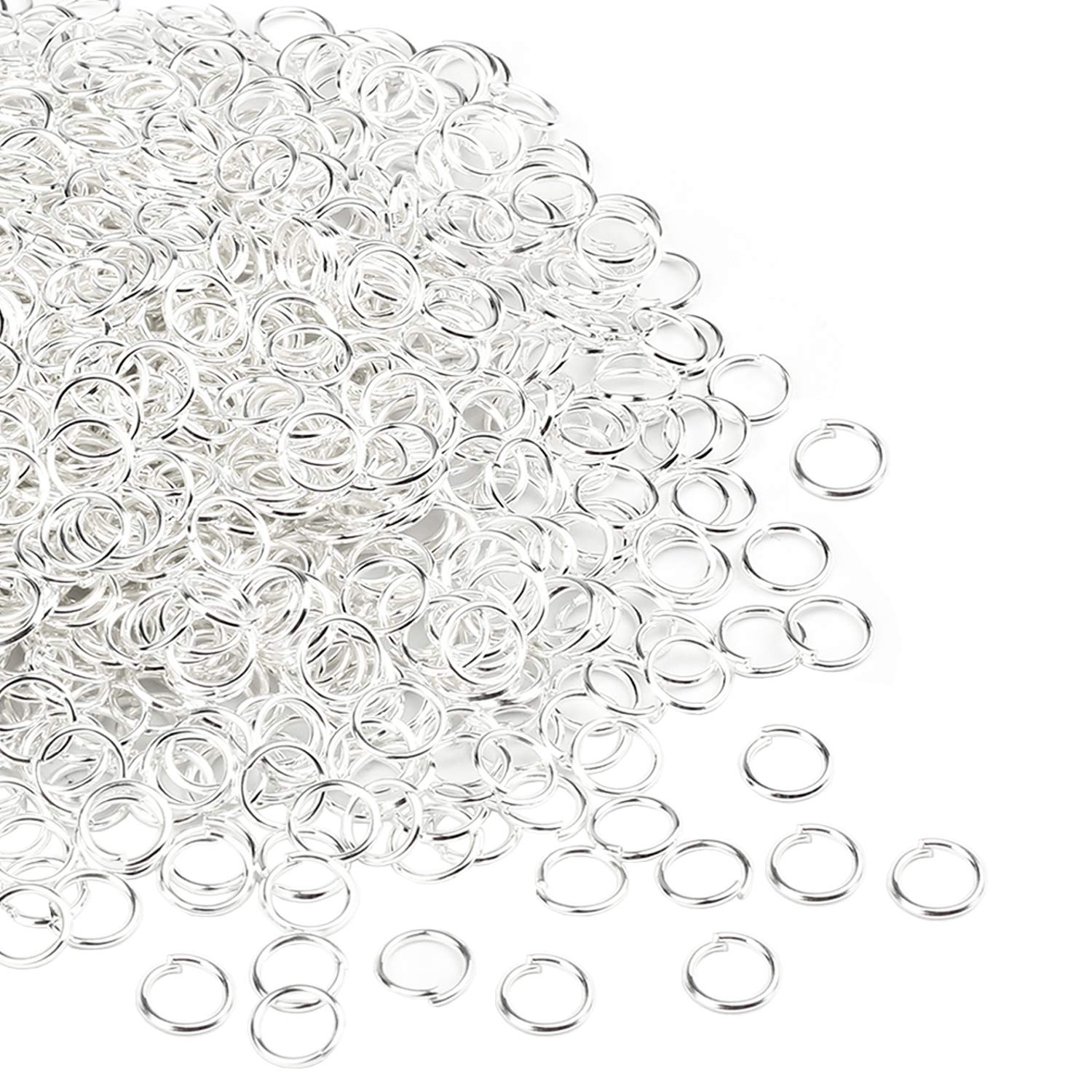 HUIHUIBAO 200 Pieces Open Jump Rings for DIY Craft Necklaces Bracelet Pendant Jewelry Making, Silver (8mm)