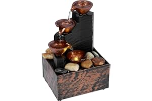 Water Fountains Indoor, Tabletop Water Fountain with Light, Indoor Zen Meditation Desktop Fountain, Small Desk Waterfall Foun