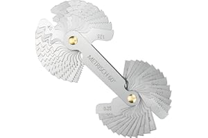 HOAOH 52 Pcs Stainless Steel Thread Gauges Whitworth Imperial 55 Degree, Metric 60 Degree, US 60 Degree Thread Gauge for Screws Measuring Tool