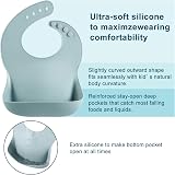 PandaEar 3 Pack Thick Silicone Baby Bibs Waterproof Adjustable Wide Pocket view 2