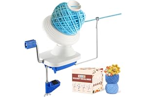 MAOPINER Needlecraft Yarn Ball Winder Hand-Operated, Manual Wool Yarn Winder Holder for Swift Yarn Fiber String Ball (Blue, White)