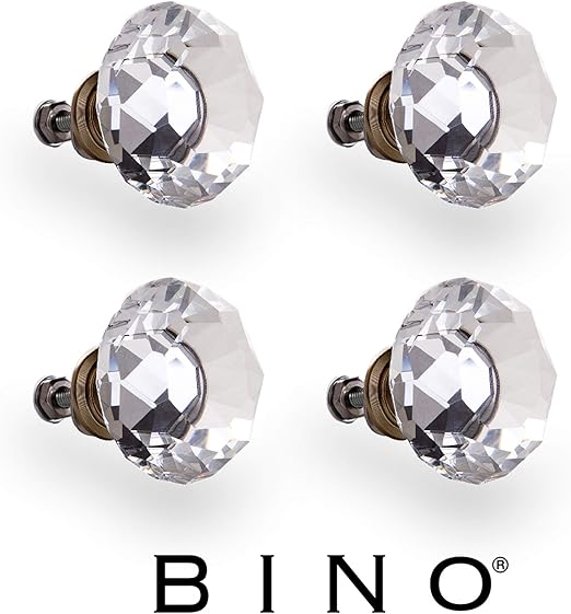 Bino 4 Pack Crystal Drawer Knobs 1 5 Diameter 38mm Bronze
