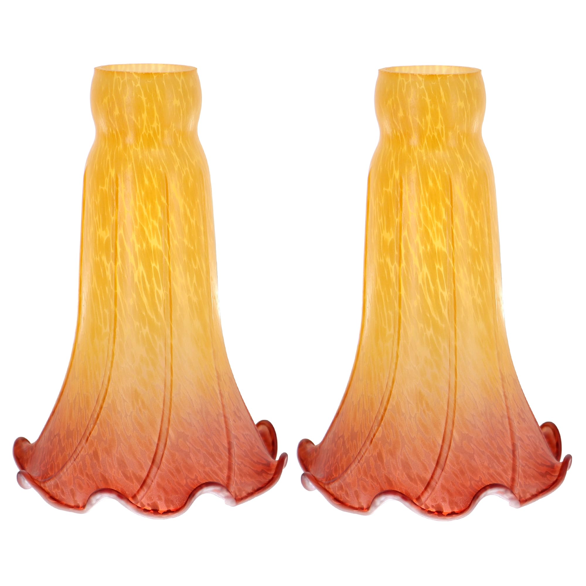 Photo 1 of HWDFEI Lily Flower Glass Lampshade Replacement, 2 Pack,Tulip Style Table Floor Lamp Shade Replacement 4.2" x 4.2" x 6.7" (Yellow Tea Color)