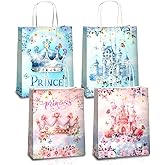 JOYGATHER 24 Pcs Princess Prince Party Favor Bags with Handles - Prince Princess Castle Goodie Gift Candy Treat Paper Bags for Birthday Gender Reveal Baby Shower Party