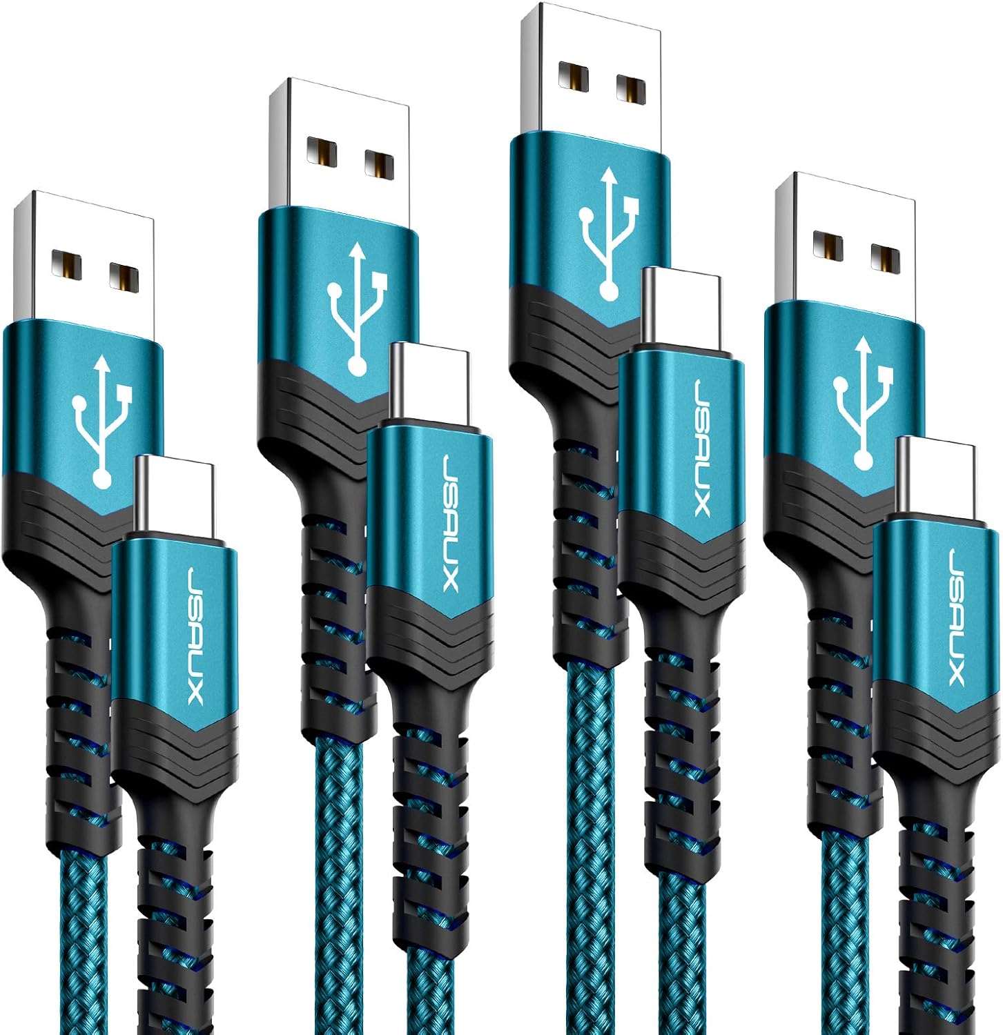 JSAUX Câble USB C [0.5+1+2+3,Lot de 4] Durable Chargeur Type C en